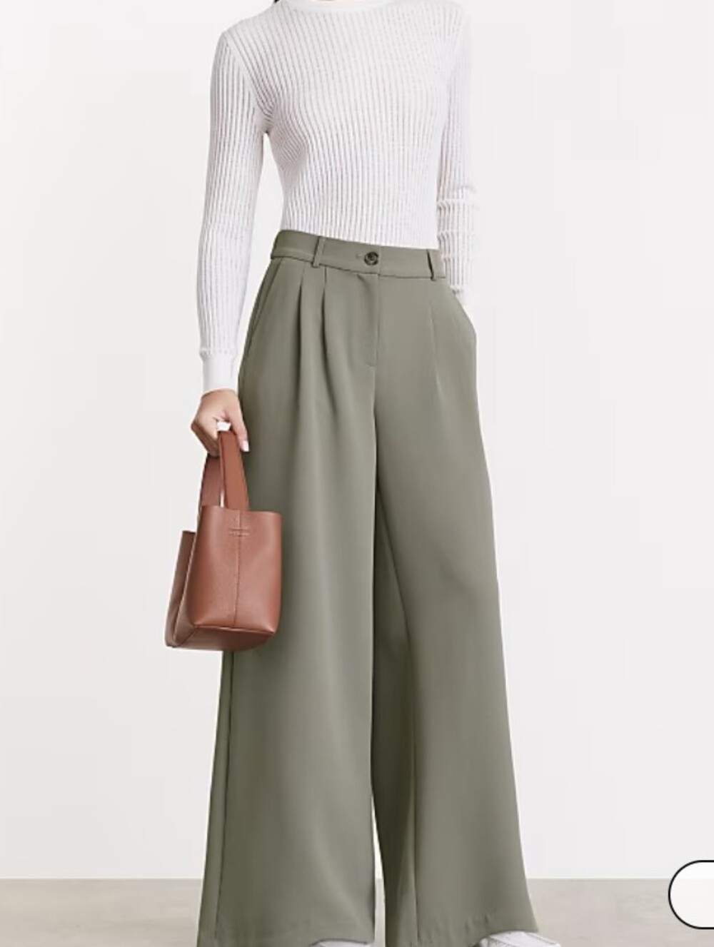 LOFT VERSA Crepe Drape Wide-Leg Pants in Olive Green Size 16